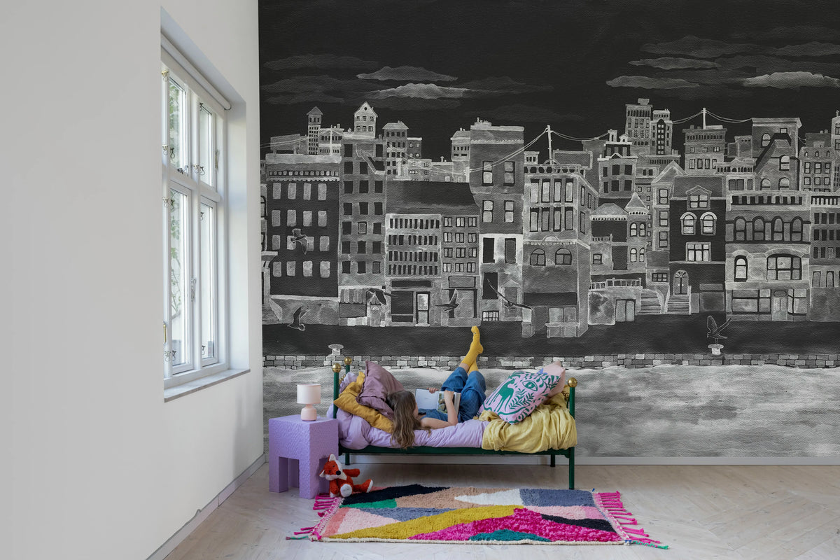 Harbor, Black Mural Wallpaper - room preview 02