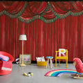 Behind the Curtains, Red Mural Wallpaper - room preview 02