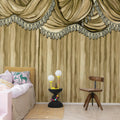 Behind the Curtains, Beige Mural Wallpaper - room preview 02