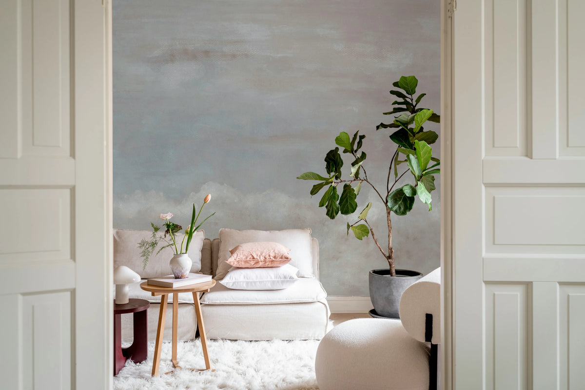 Heavenly Clouds, Dusty Pink Mural Wallpaper - room preview 02