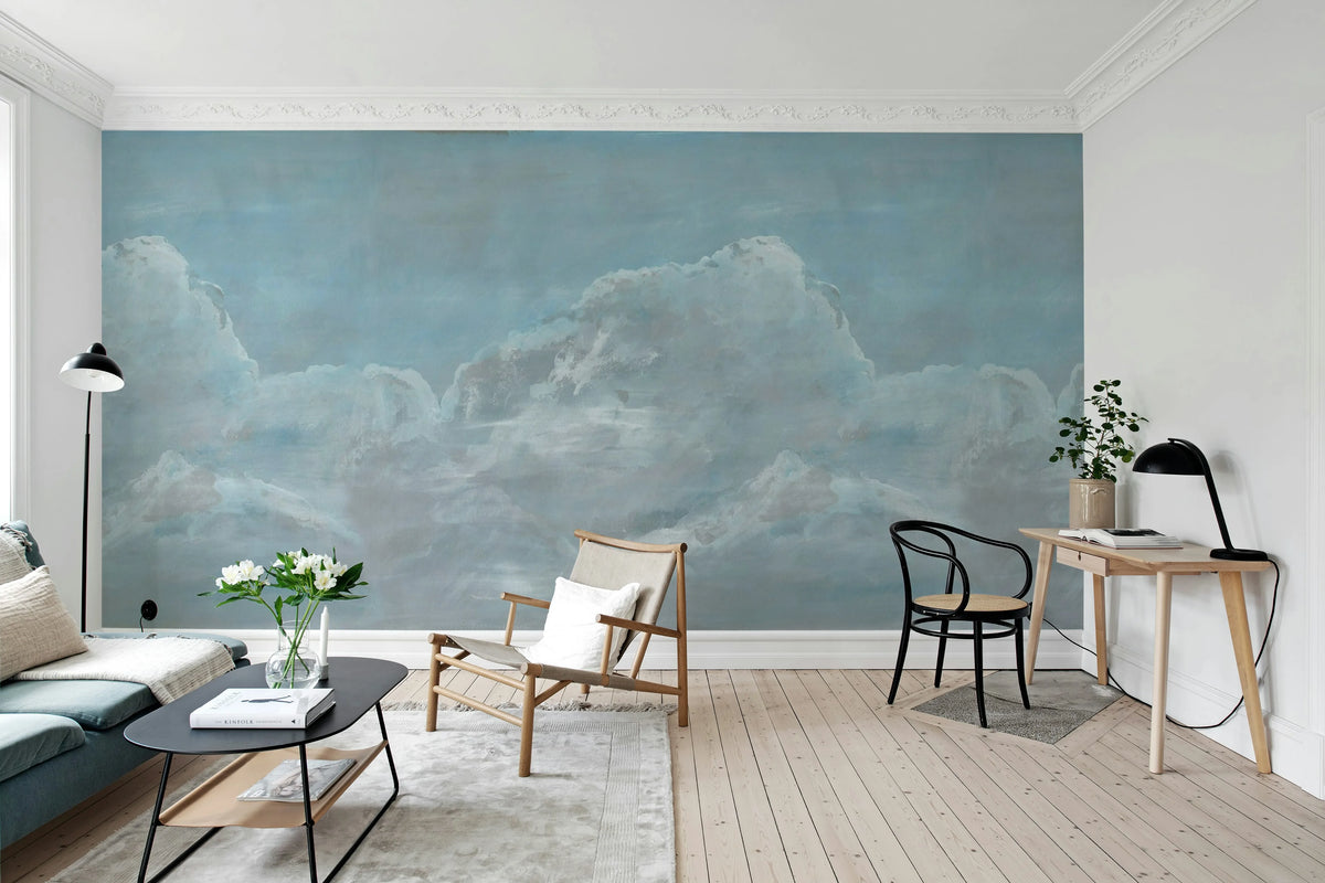 Up in the Clouds, Blue Mural Wallpaper - room preview 02