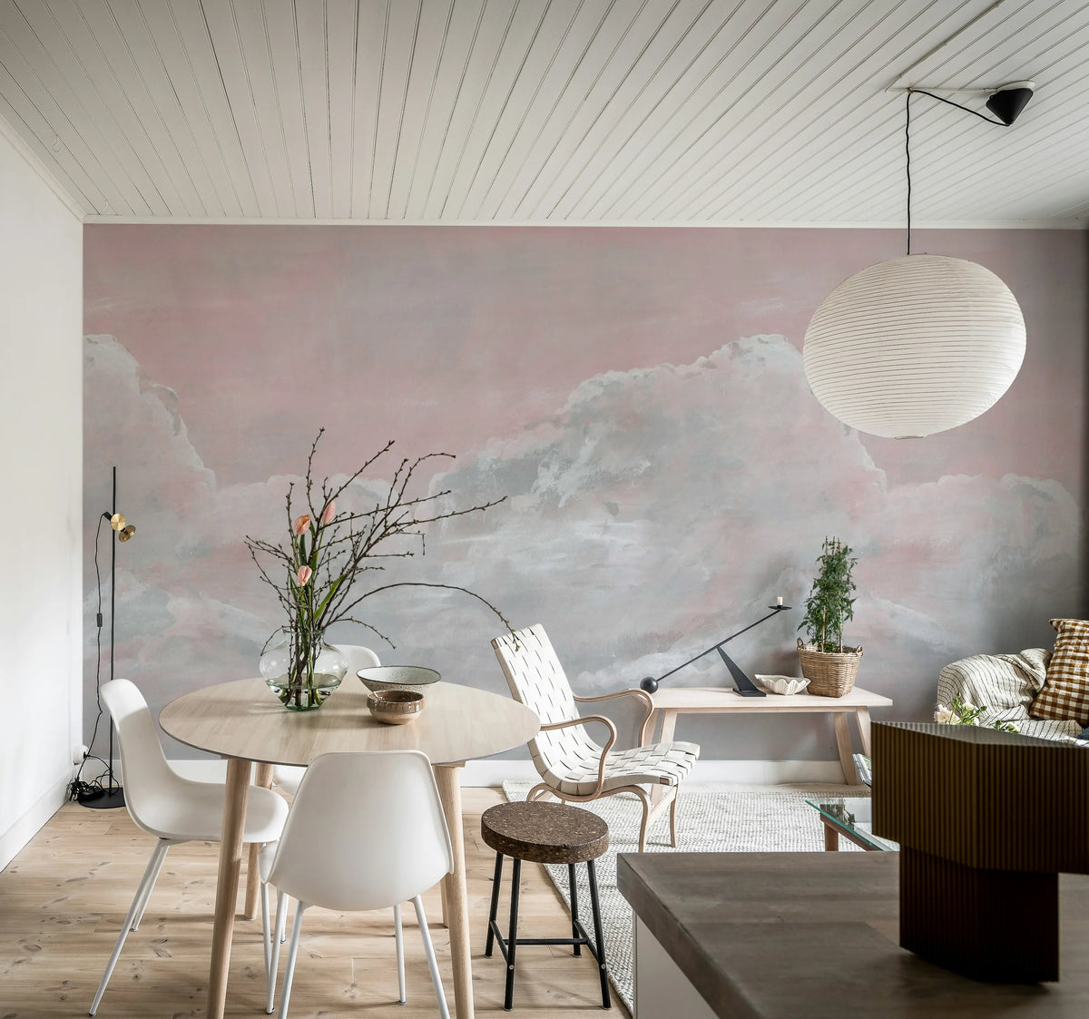 Up in the Clouds, Pink Mural Wallpaper - room preview 02