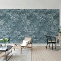 Floral Garden, Blue Mural Wallpaper - room preview 02