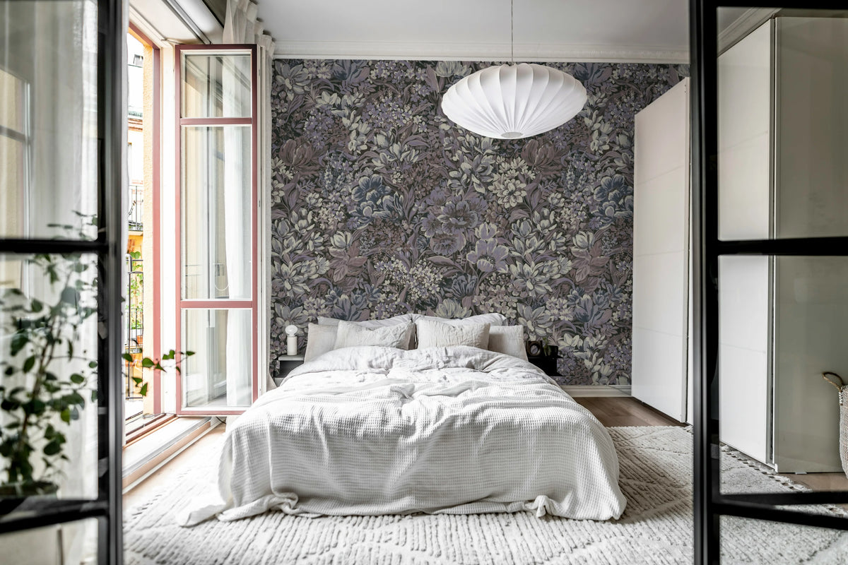 Floral Garden, Lilac Mural Wallpaper - room preview 02