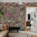 Floral Garden, Red Mural Wallpaper - room preview 02
