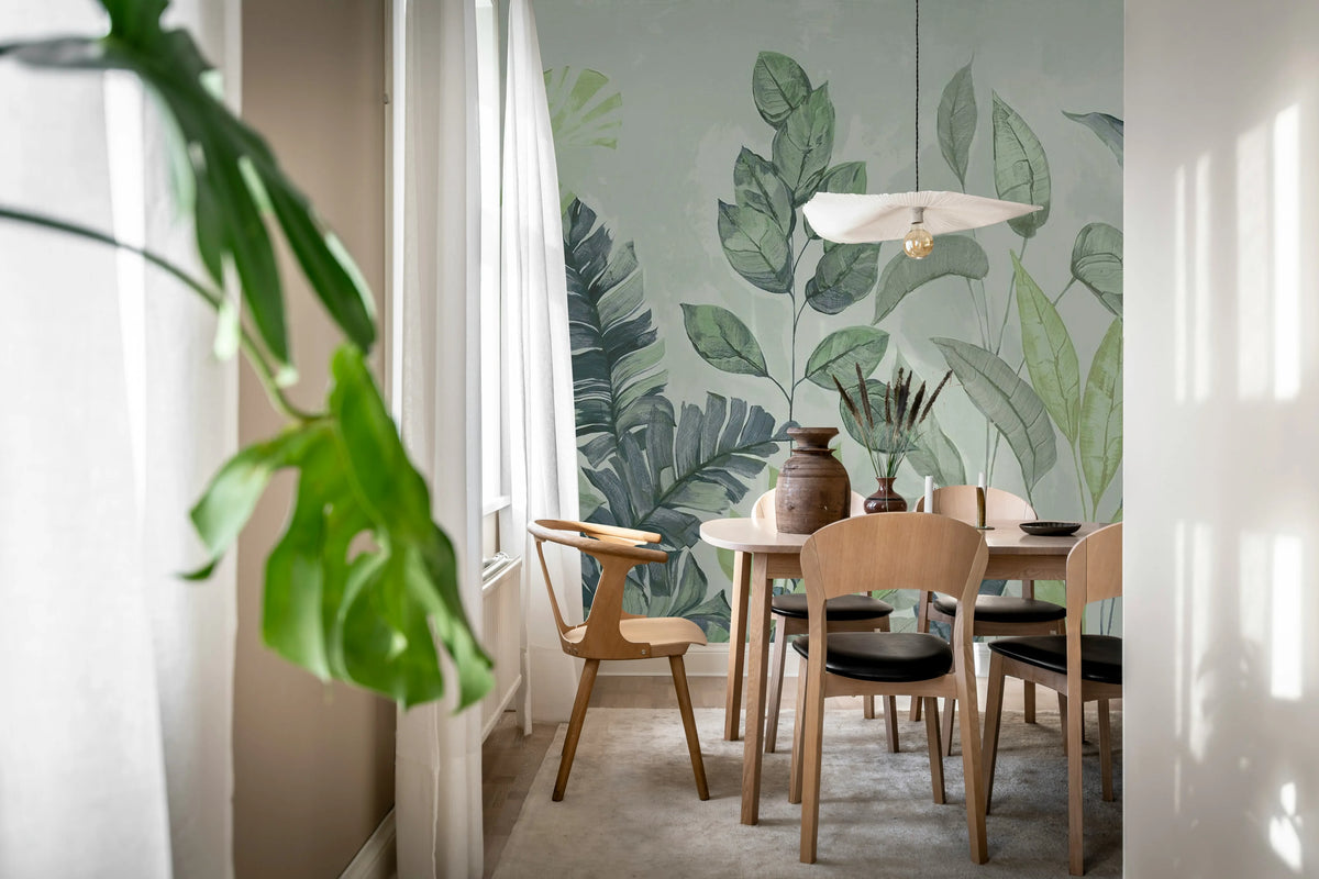 Happy Plants, Green Mural Wallpaper - room preview 02