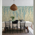 Draped Blossoms, Blue Mural Wallpaper - room preview 02