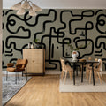 Artzy Path, Warm Gray Mural Wallpaper - room preview 02