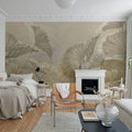 Shadow Leaf, Beige Mural Wallpaper - room preview 02