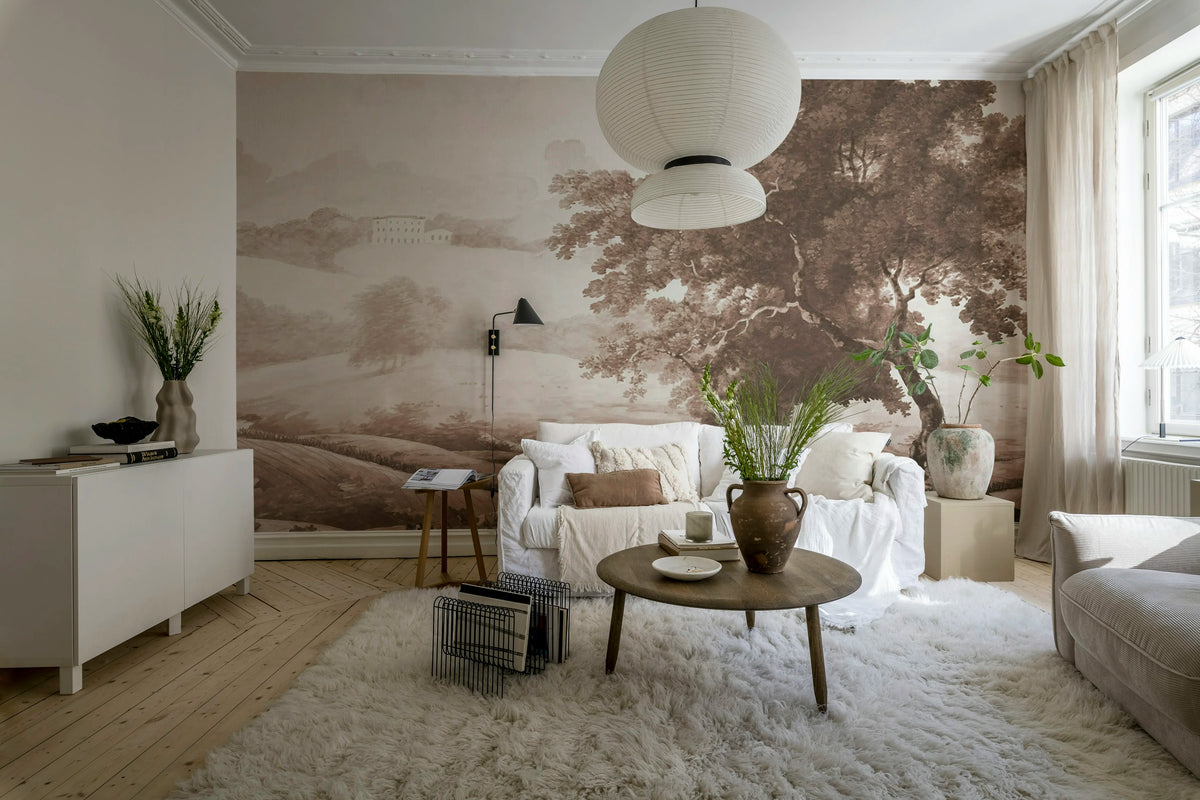 Vintage Tree, Rust Mural Wallpaper - room preview 02