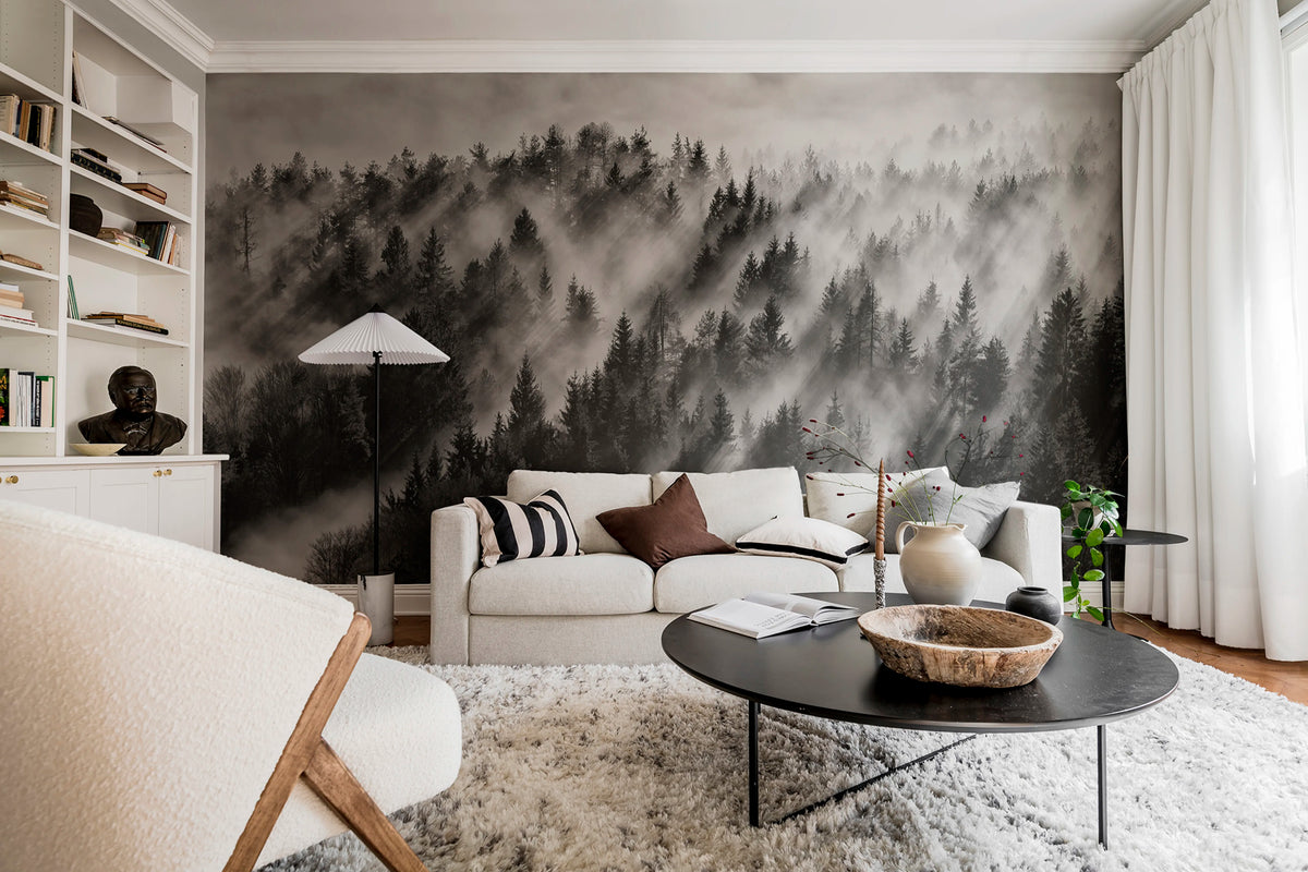 Foggy Forest Mural Wallpaper - room preview 02