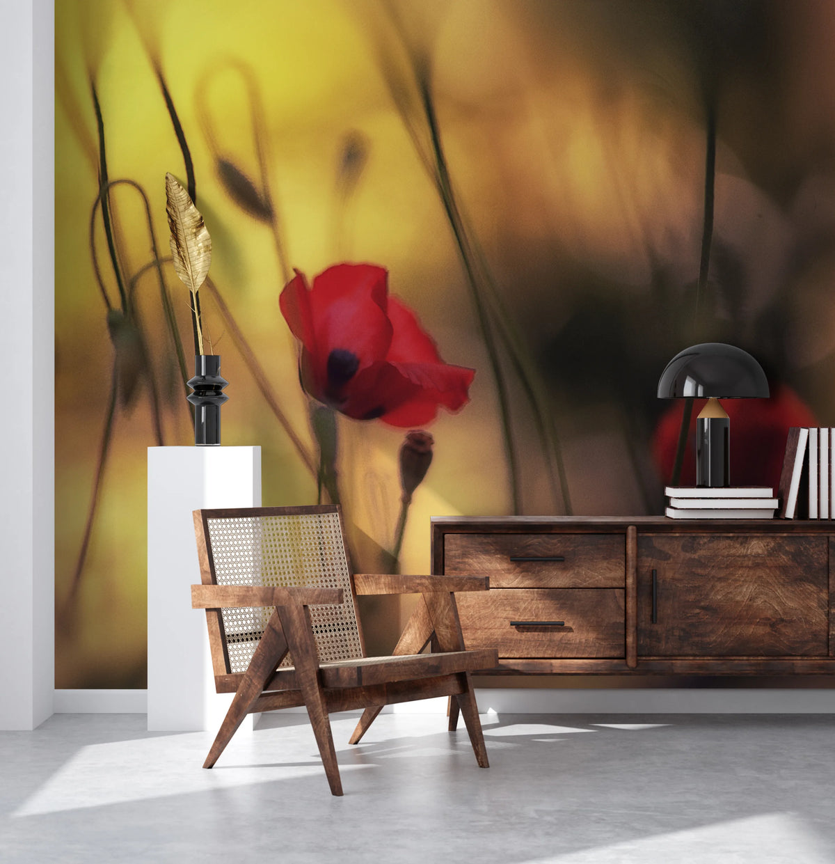 Soft Poppy Mural Wallpaper - room preview 02