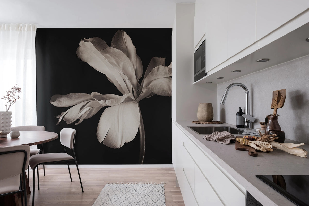 Dramatic Flower Mural Wallpaper - room preview 02