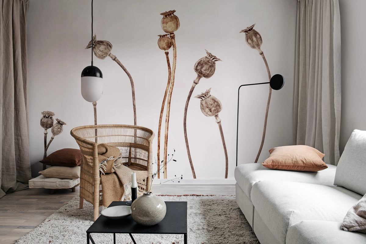 Poppy Capsules Mural Wallpaper - room preview 02