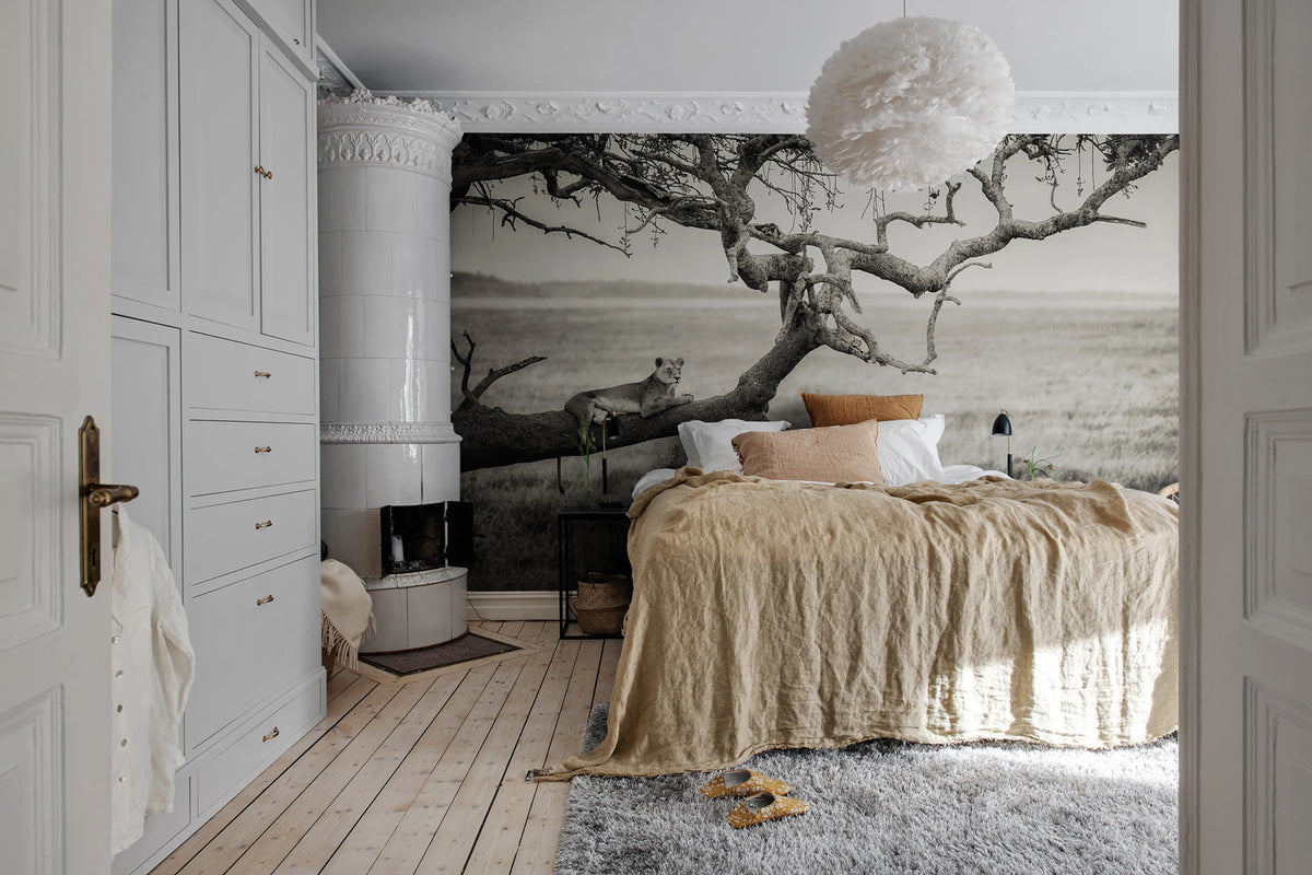 Lazy Lion Mural Wallpaper - room preview 02