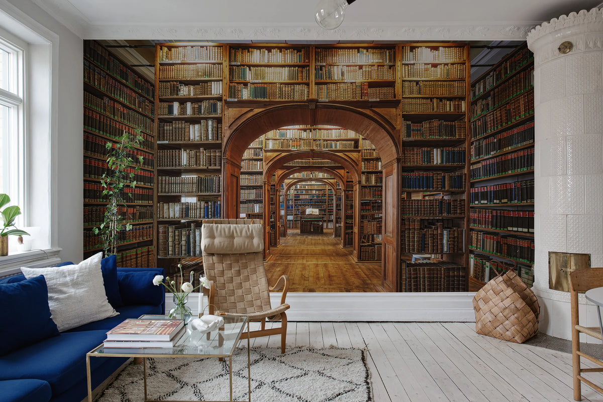 Vintage Library Mural Wallpaper - room preview 02