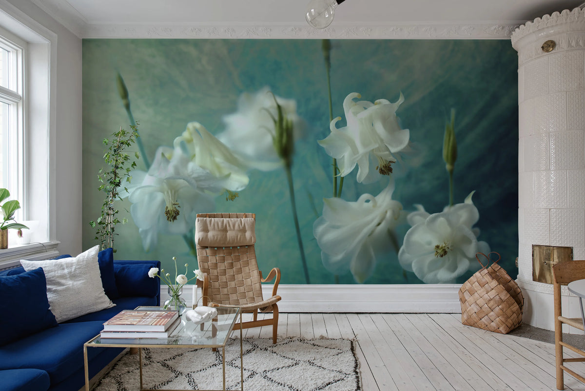 Aquilegia Flower Mural Wallpaper - room preview 02