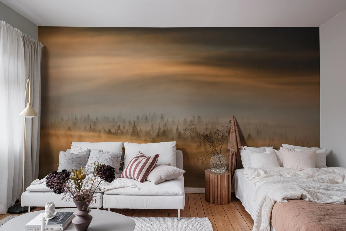 Golden Fir Forest Mural Wallpaper - room preview 02