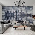 Steelblue City Mural Wallpaper - room preview 02