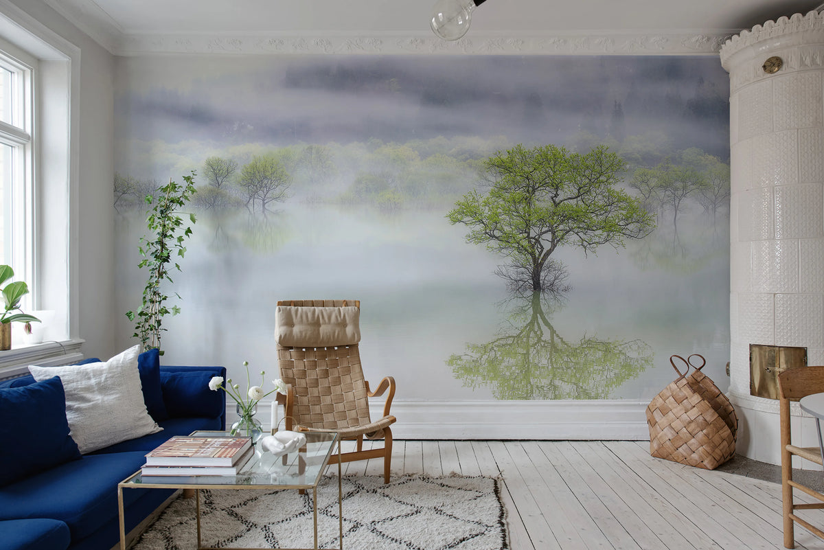 Misty Tree Mural Wallpaper - room preview 02
