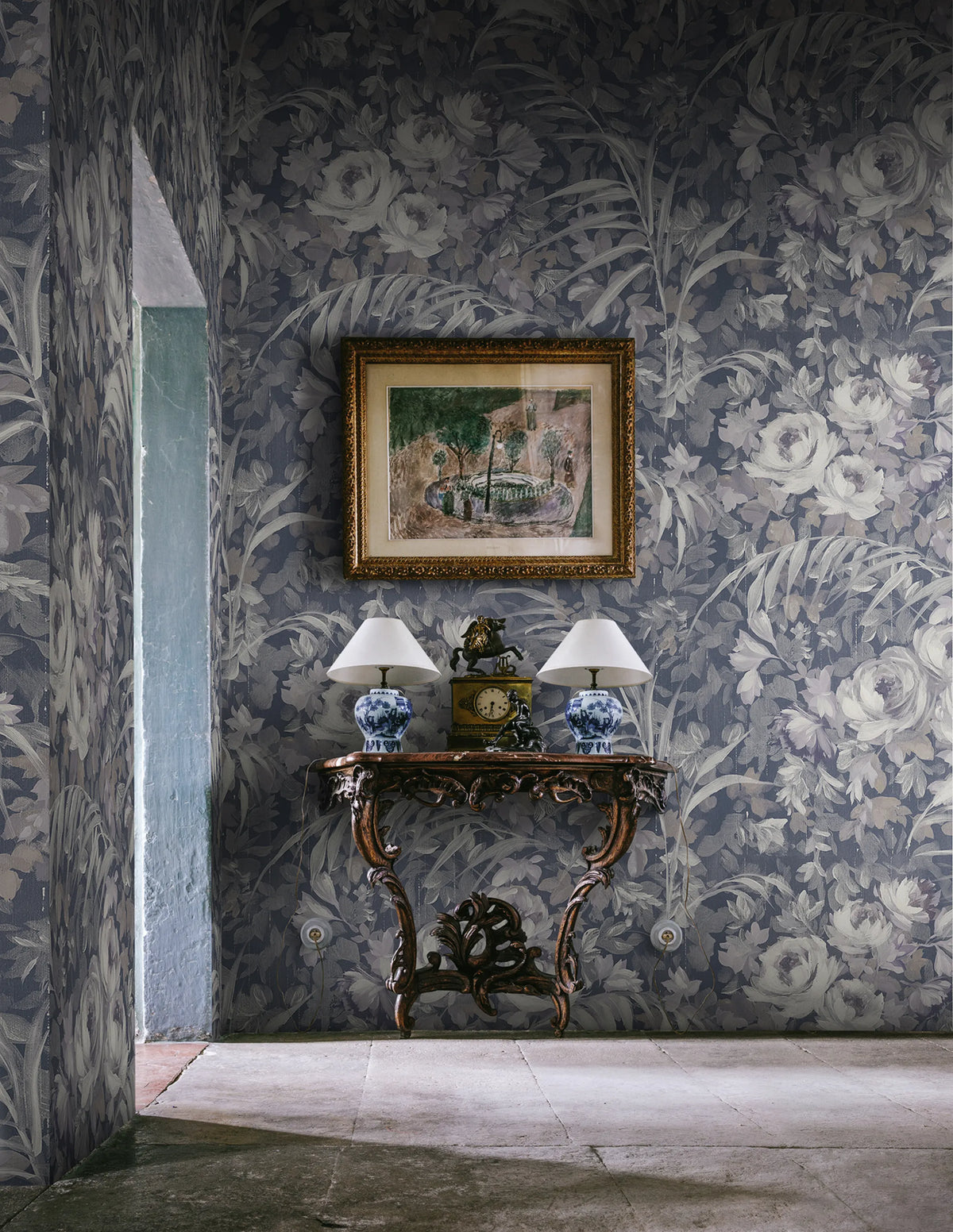 Dazzling Foliage, Blue Mural Wallpaper - room preview 02