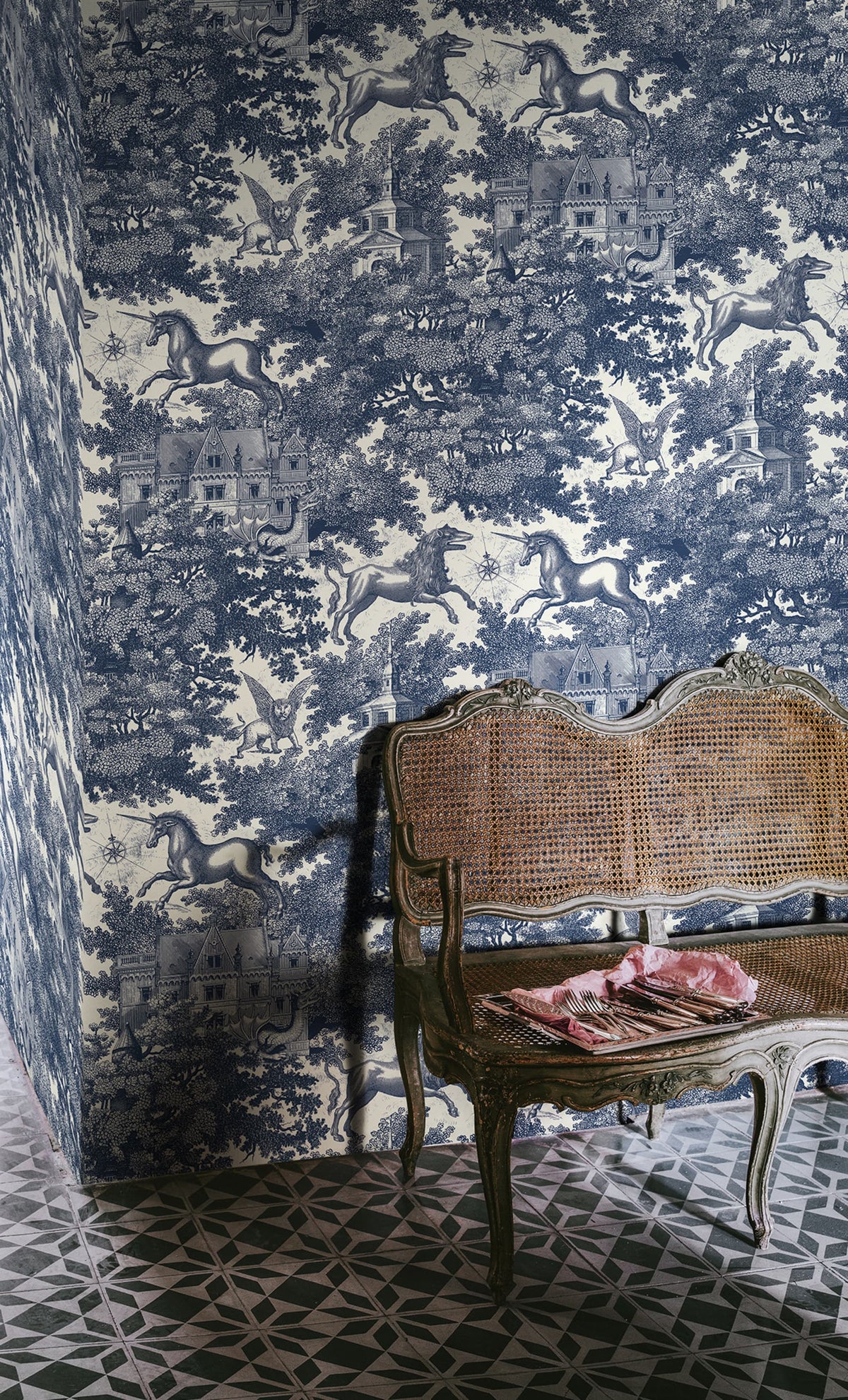 Fairy Tale Castle, Blue Mural Wallpaper - room preview 02