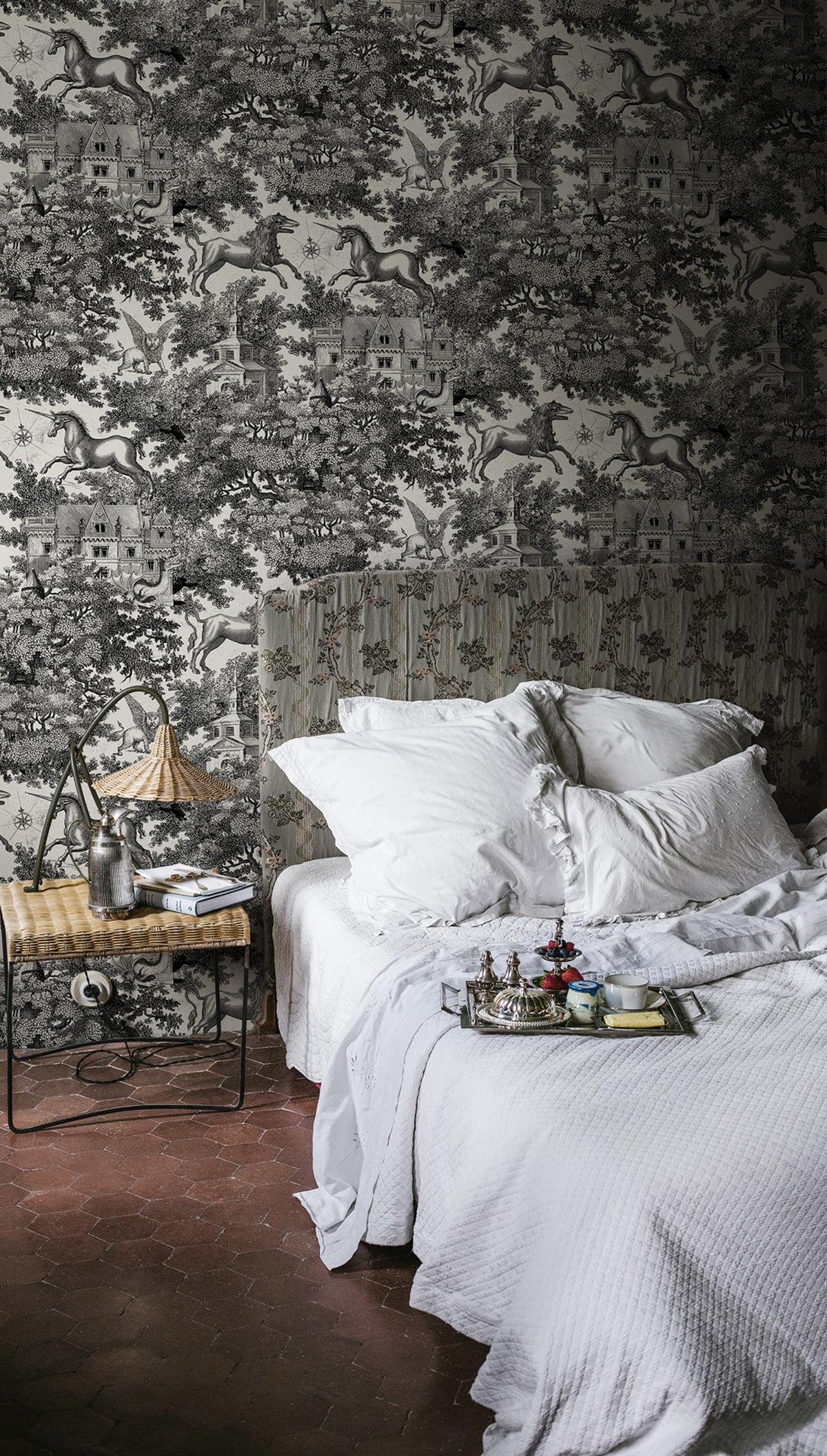 Fairy Tale Castle, Graphite Mural Wallpaper - room preview 02