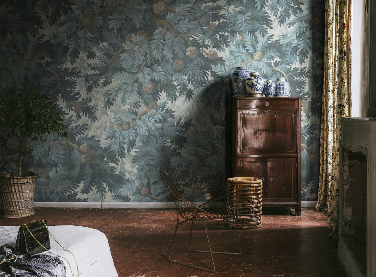 Spruce Forest, Blue Mural Wallpaper - room preview 02