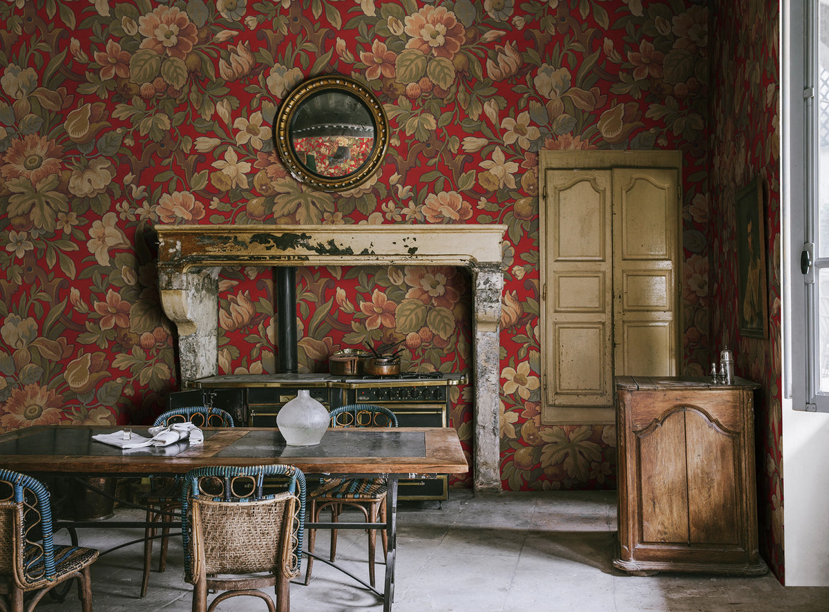 Vintage Flora, Velvet Mural Wallpaper - room preview 02