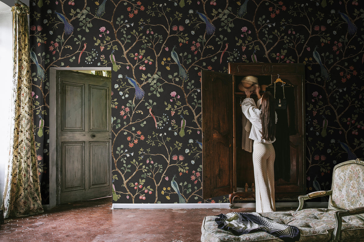 Songbirds, Midnight Mural Wallpaper - room preview 02