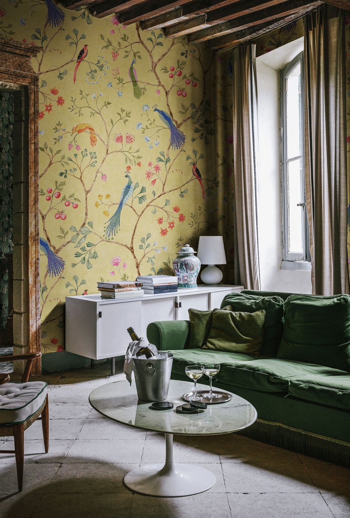 Songbirds, Saffron Mural Wallpaper - room preview 02