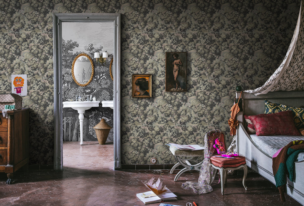 Blooming Park, Dark Mural Wallpaper - room preview 02