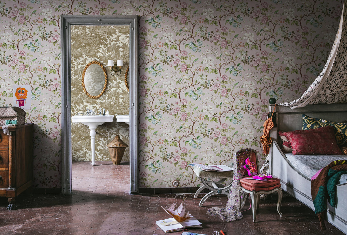 Petit Flora, Soft Pink Mural Wallpaper - room preview 02