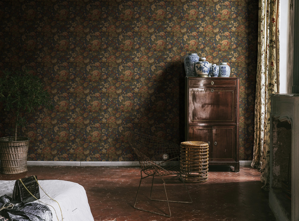 Vintage Garden, Blue Mural Wallpaper - room preview 02