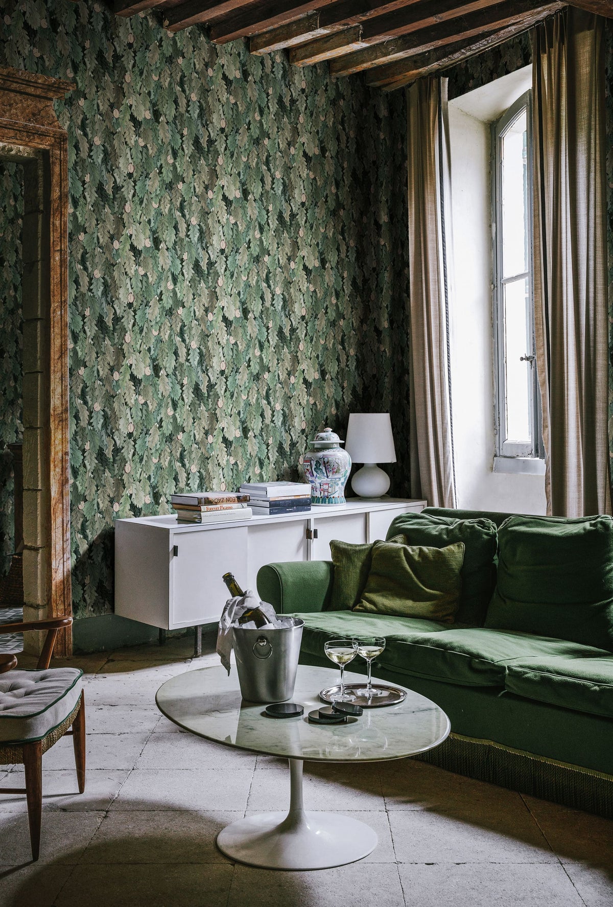 No Time to Waste, Green Mural Wallpaper - room preview 02