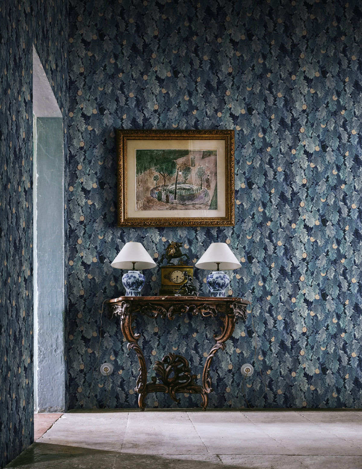 No Time to Waste, Blue Mural Wallpaper - room preview 02