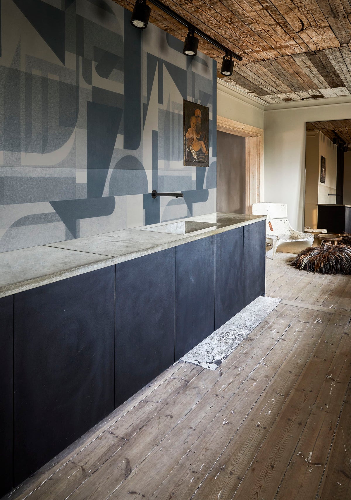 Vaasa, Blue Mural Wallpaper - room preview 02