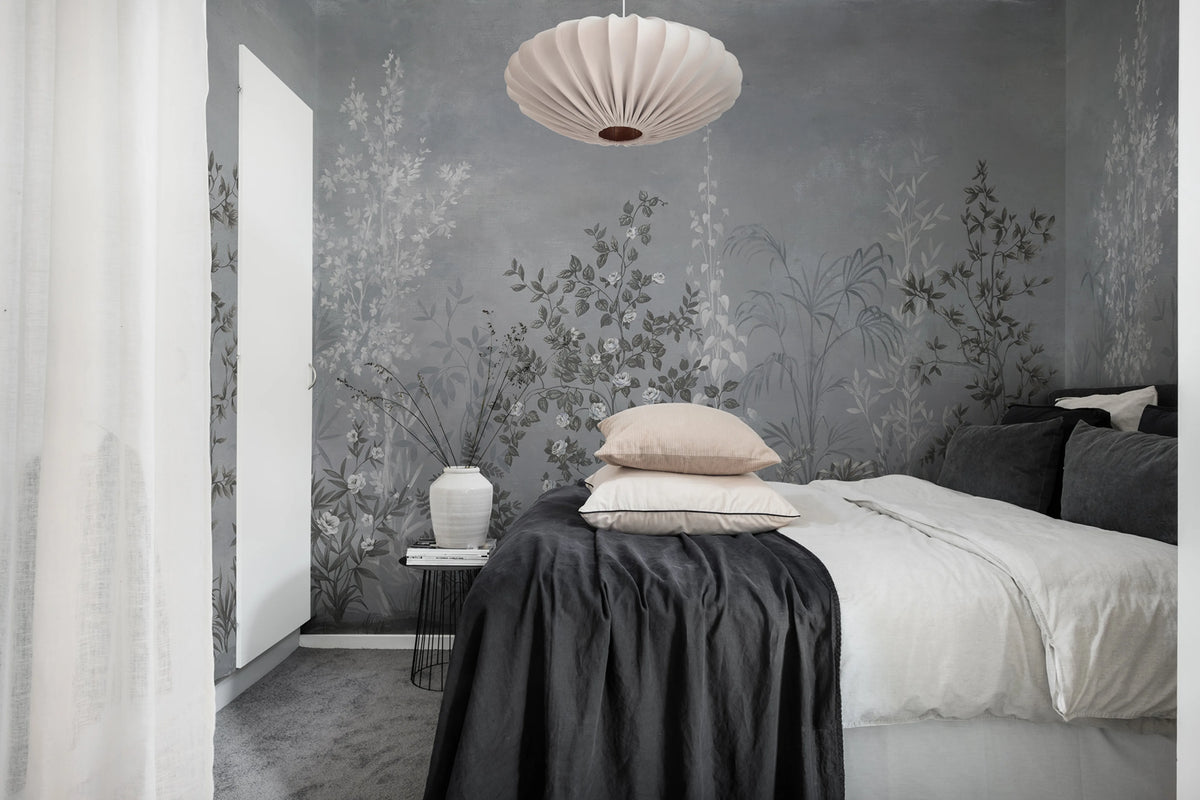 Chinoiserie Haze, Blue Mural Wallpaper - room preview 02