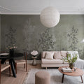 Chinoiserie Haze, Green Mural Wallpaper - room preview 02