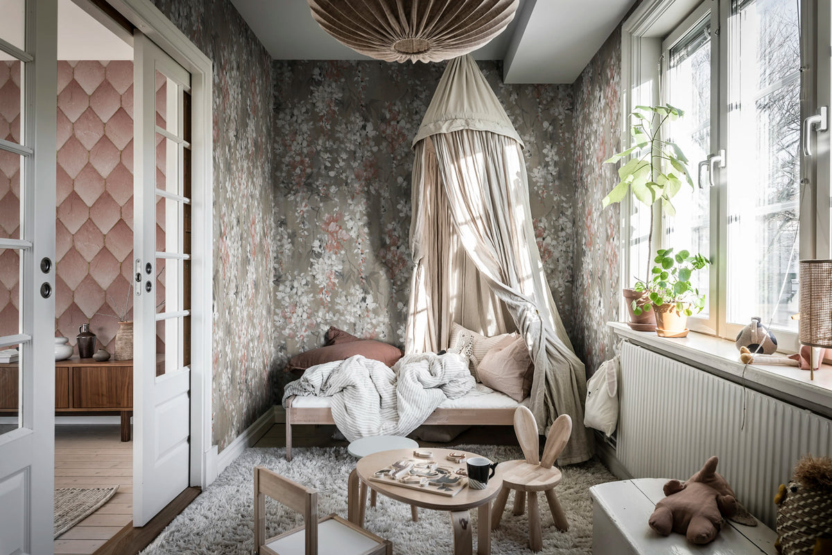 Wisteria, Linen Mural Wallpaper - room preview 02