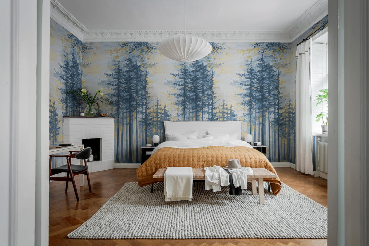Daybreak, Blue Mural Wallpaper - room preview 02