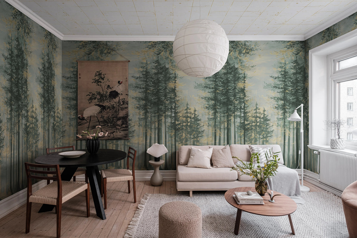 Daybreak, Green Mural Wallpaper - room preview 02