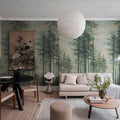 Daybreak, Green Mural Wallpaper - room preview 02