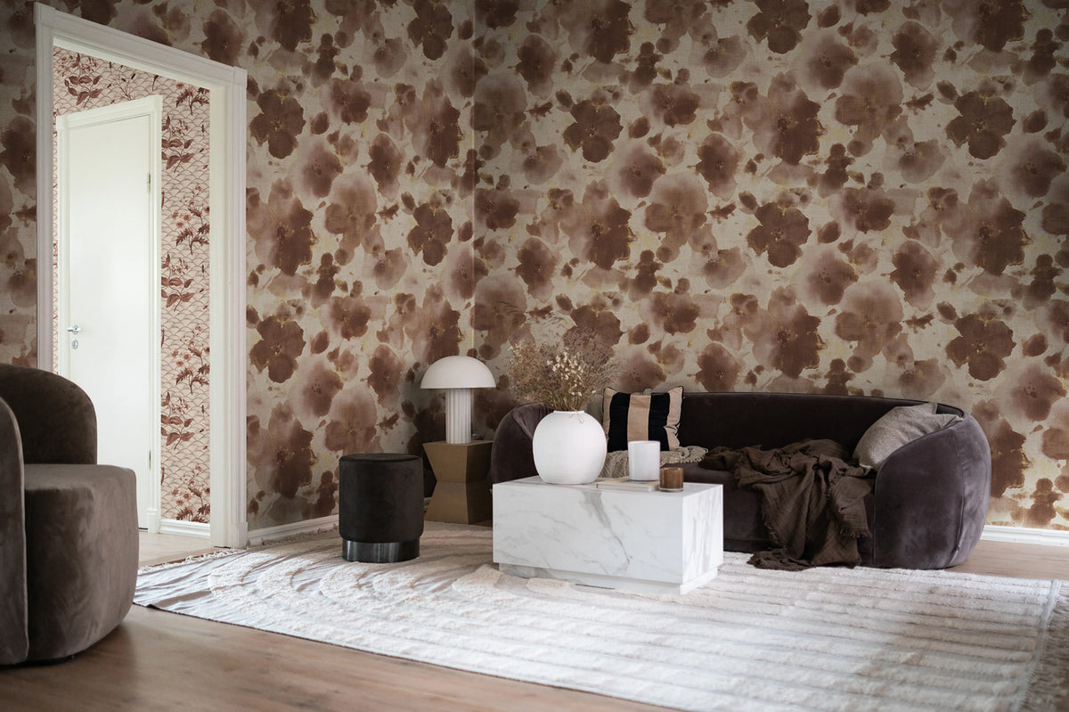 Violets Rust Mural Wallpaper - room preview 02