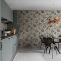 Floral Ripple Graphite Mural Wallpaper - room preview 02
