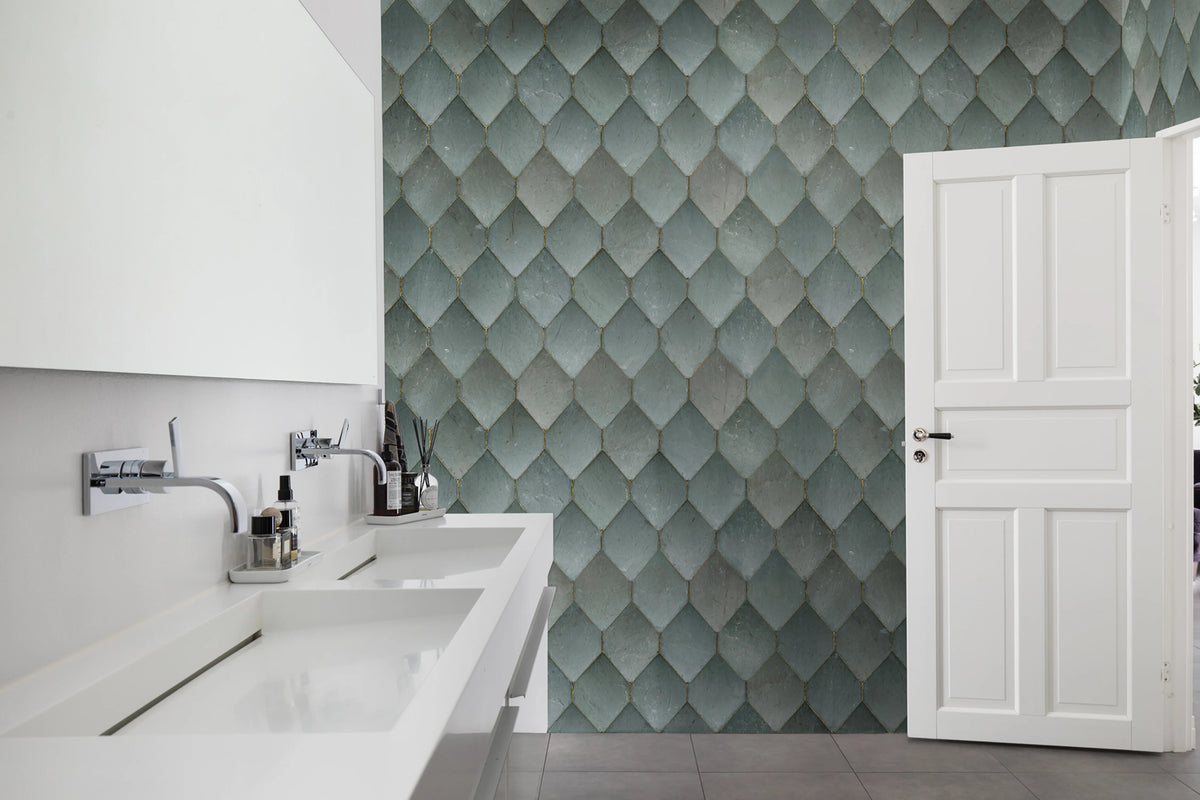 Osaka Tiles, Emerald Mural Wallpaper - room preview 02