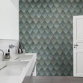 Osaka Tiles, Emerald Mural Wallpaper - room preview 02