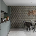 Osaka Tiles, Gray Mural Wallpaper - room preview 02