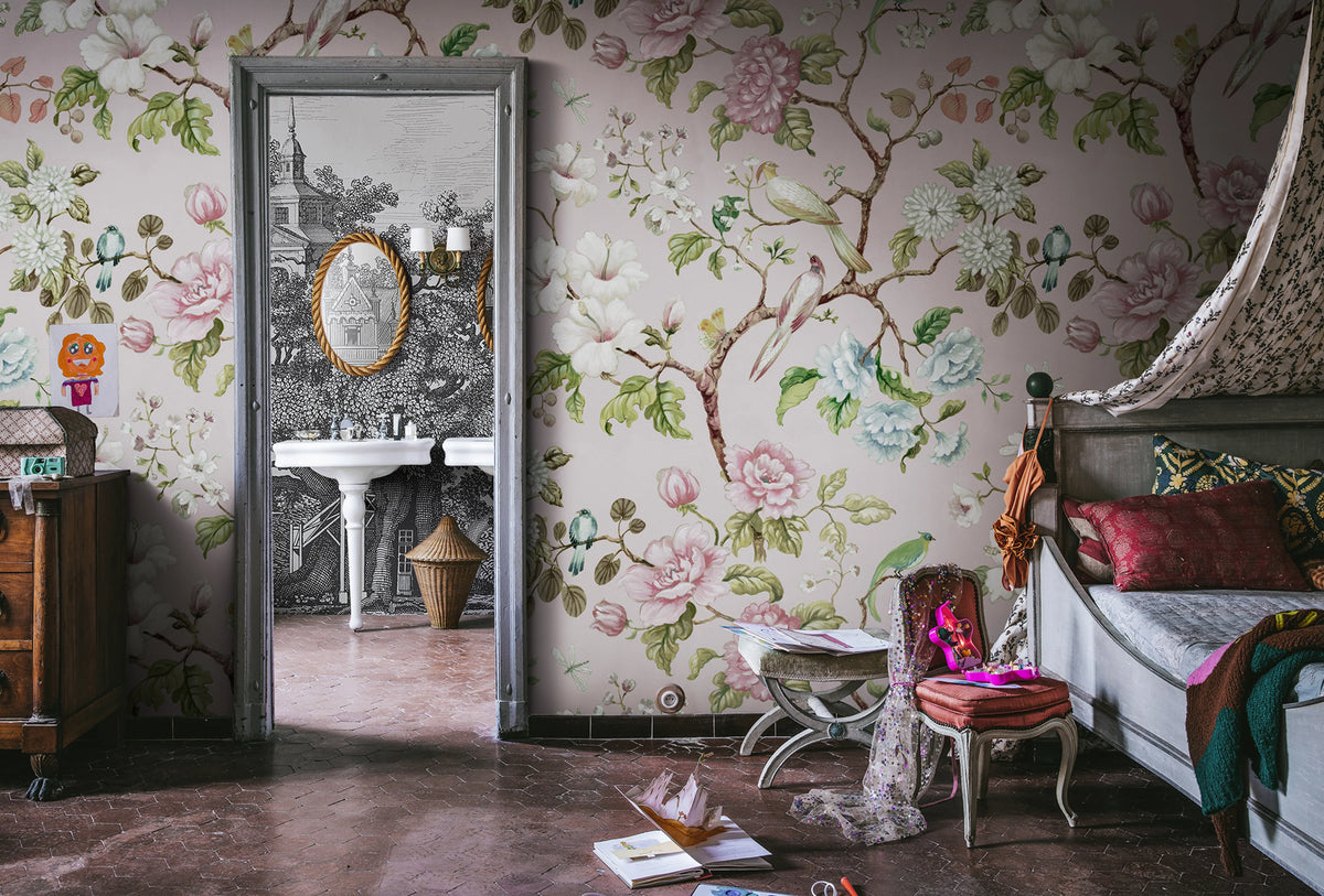 Grandiflora, Soft Pink Mural Wallpaper - room preview 02
