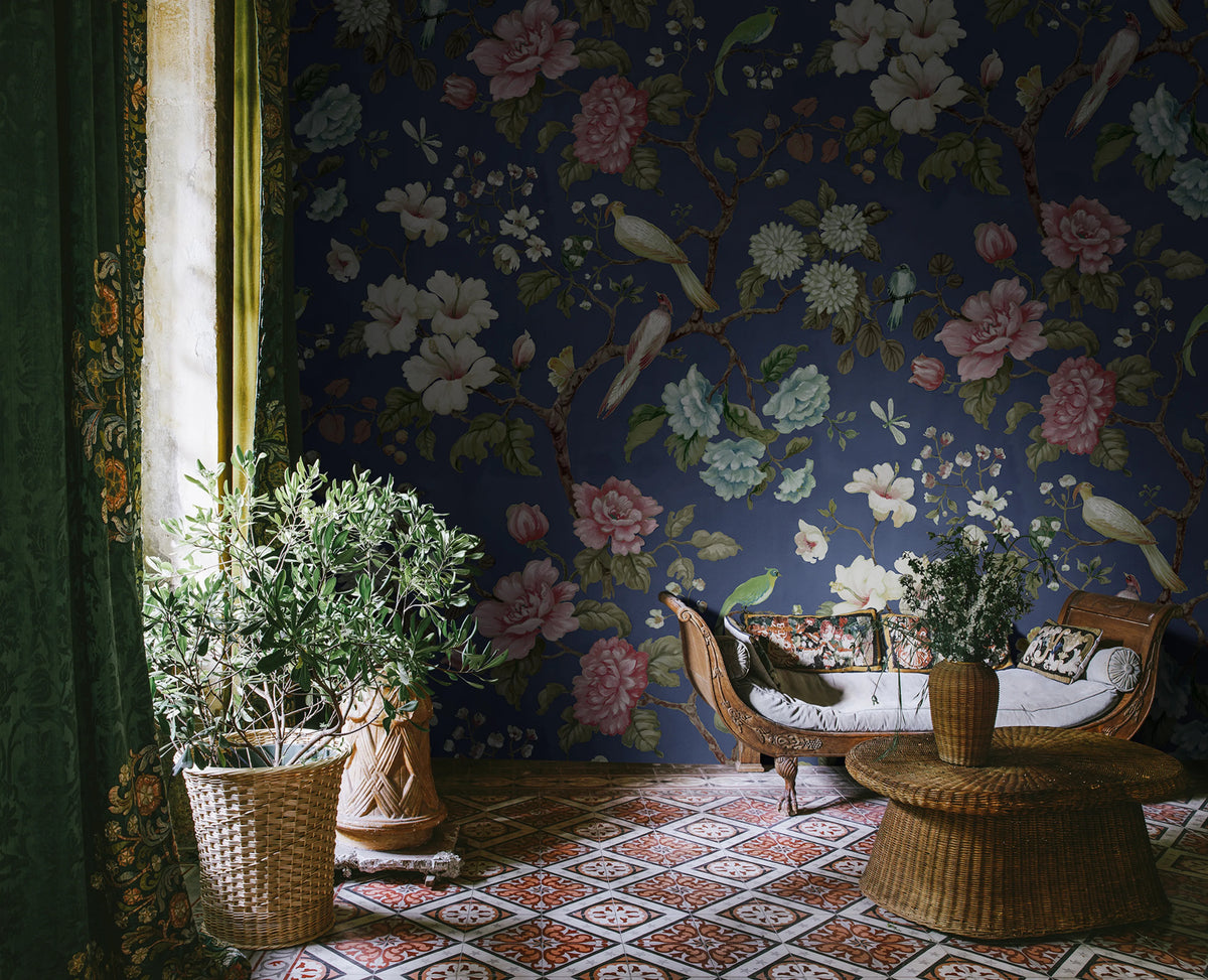 Grandiflora, Blue Mural Wallpaper - room preview 02